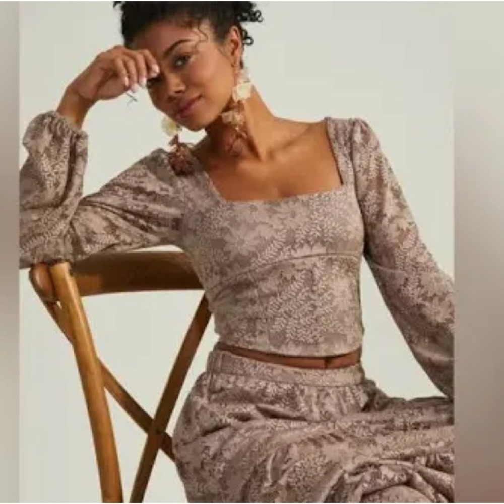 Altar'd State Chicago Lace Corset Top Mushroom